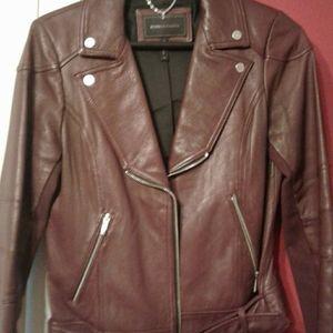 Burgundy bcbg leather jacket